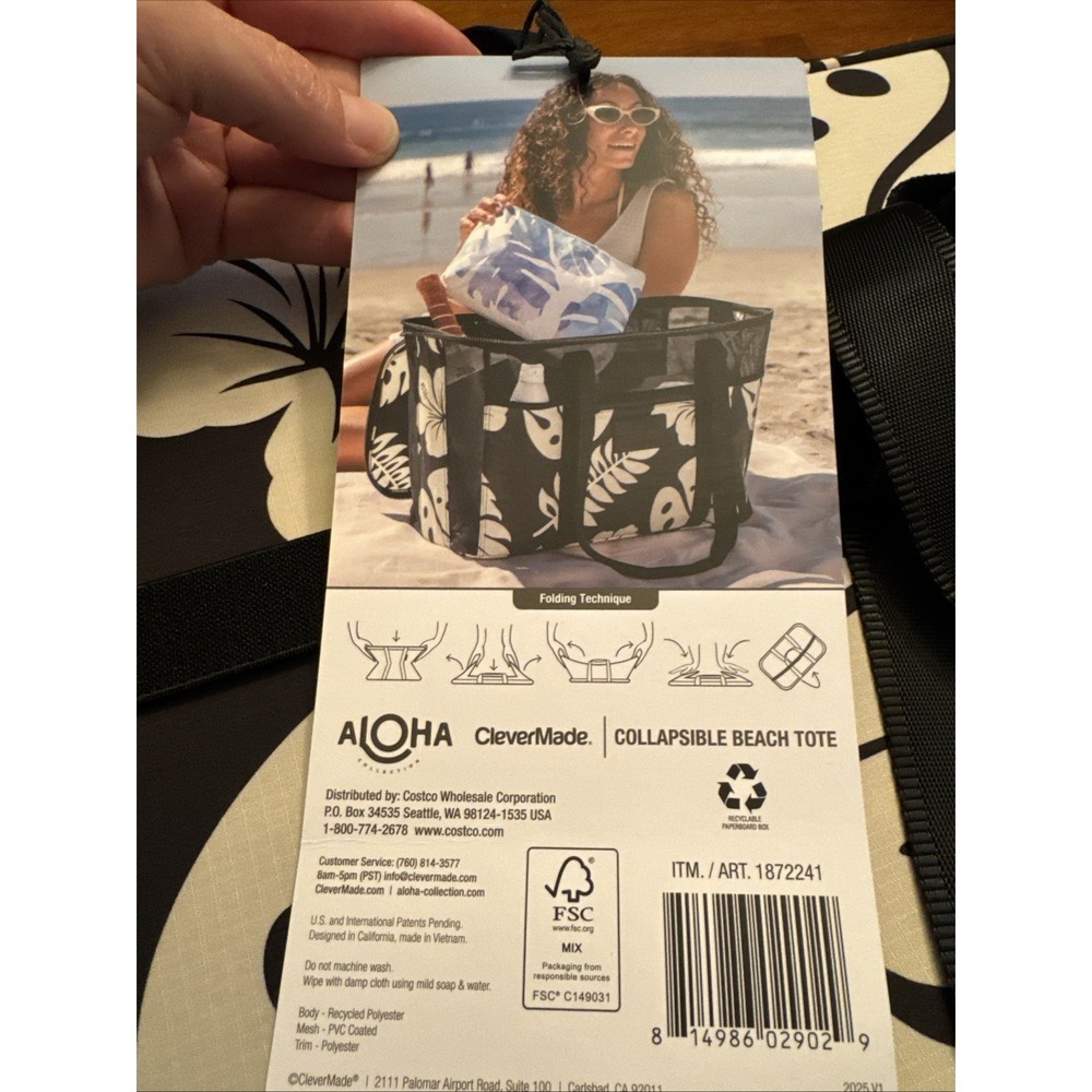 Aloha Collection NWT CleverMade Collapsible Beach Totes Costco Set of 2 Hawaii - Picture 10 of 10